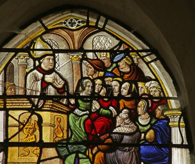 Window depicting Scene from the life of Saint Claude: the Saint preaching by French School